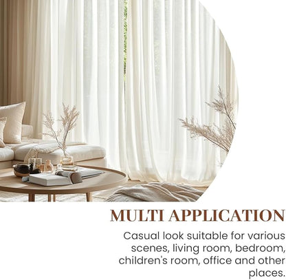 Dreaming Casa Taupe Sheer Curtains 84 Inches Long, Rod Pocket & Back Tab Light Filtering Textured Sheers for Living Room Bedroom, 2 Panels, Each 100" W x 84" L