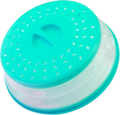 Collapsible Microwave Splatter Cover, 10.5 Inch, Microwave Plate Cover With Steam Vent (Light ink blue)