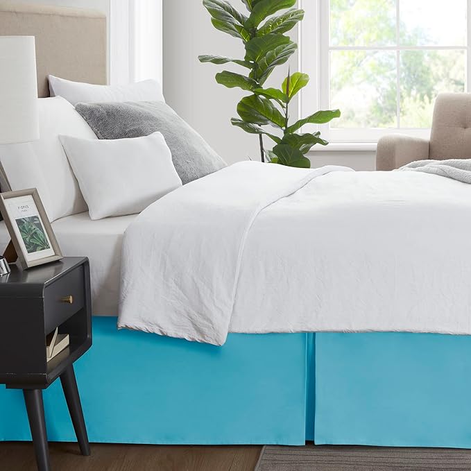 Nestl Beach Blue Twin XL Bed Skirt - Twin XL Size Bed Skirt 14 Inch Drop - Brushed Microfiber Bed Skirts - Hotel Quality Pleated Bed Skirt - Shrinkage & Fade Resistant