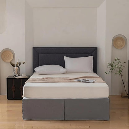 King Bed Skirt, Wrap Around Bed Skirt with Pleated Corner, 18 Inch Drop Pleated Waffle Weave Bedskirts, Anti-Slip, Microfiber, Grey, 18'' King