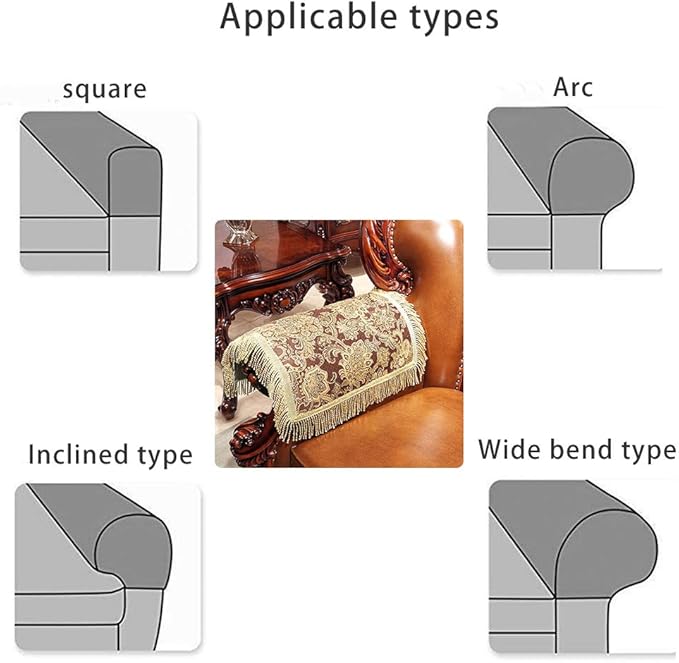 LUFEIJIASHI Luxury Couch Arm Covers,Washable Armrest Covers for Sofa,Anti Slip Recliner Chair Arm Covers Protectors for Leather Sofa Arm Cover Set of 2 (SBDB-Coffee)