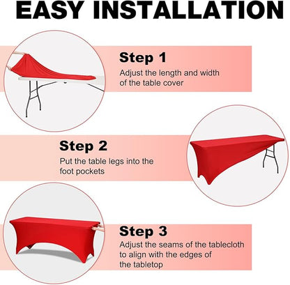 Trlyc 1 Pack 4FT Spandex Table Cloth - 48 x 30 Inch Rectangular Stretch Tablecloth, Wrinkle Resistant Scretch Table Cover for Wedding, Party, Banquet, Picnic, Outdoor Decoration (1Pcs,Red)