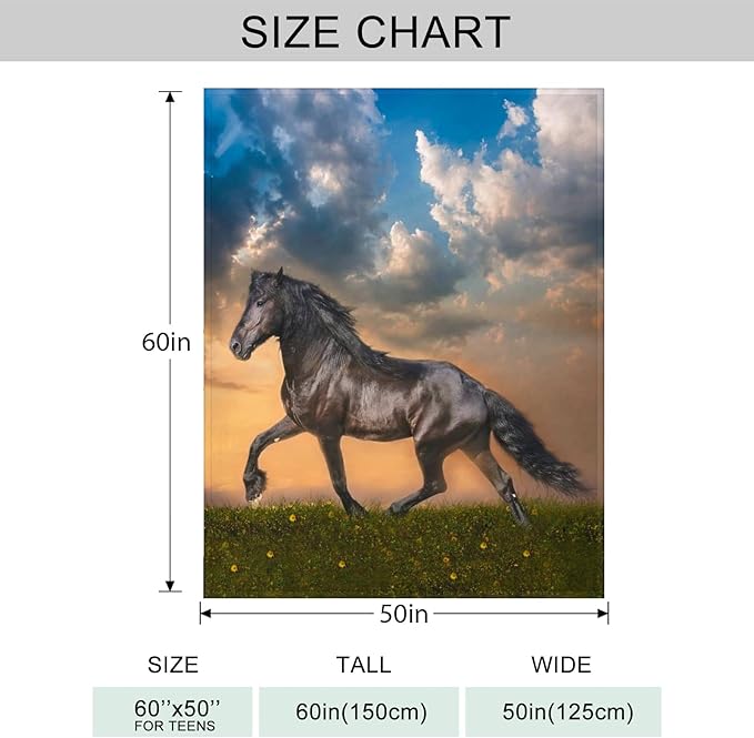 Strong Horse Throw Blanket for Couch, Super Soft Fuzzy Throws Warm Comfortable Plush Fleece Blanket, Fashion Decorative Flannel Fleece Blanket for All Season(50 x 60 in, Strong Horse)