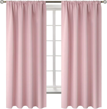 BGment Pink Room Darkening Curtains 63 Inches Length - Rod Pocket Thermal Insulated Blackout Curtain Drapes for Kids Room, 42 x 63 Inch, 2 Panels