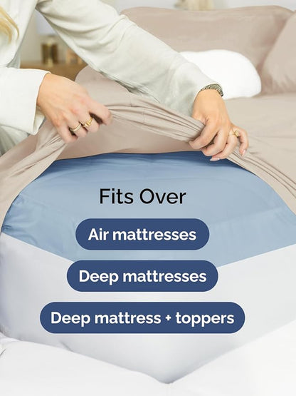 Extra Deep Full Fitted Sheet - Hotel Luxury Single Fitted Sheet Only - Easily Fits 18 inch to 24 inch Mattress - Ultra Soft, Wrinkle Free w/Extra Deep Pockets - Easy-Care, Breathable & Comfy - Wheat