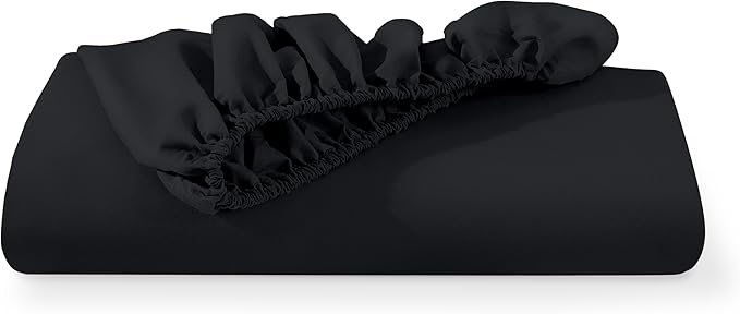 Bare Home Fitted Bottom Sheet Full Size - Premium 1800 Microfiber - Ultra-Soft Hotel Luxury - Deep Pocket - Durable and Long Lasting - Fitted Sheet (Full, Black)