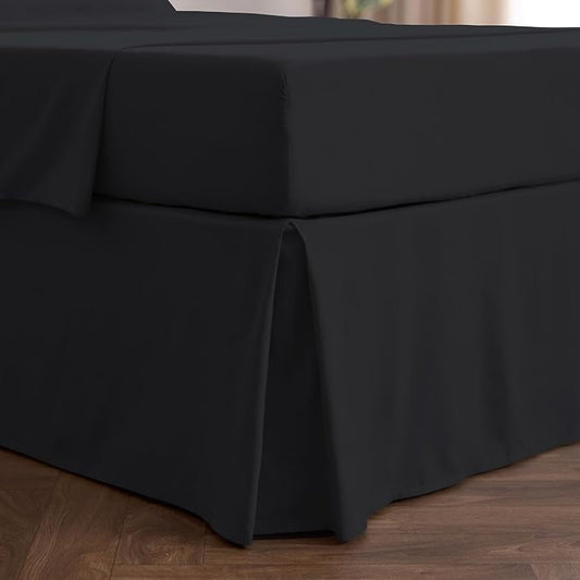 Mellanni Bed Skirt Twin XL Size - Bed Skirting - 15-Inch Tailored Drop Pleated Dust Ruffle - Hotel Luxury Bedding - Wrinkle, Fade, Stain Resistant - 1 Bedskirt (Twin XL, Black)