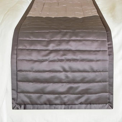 The HomeCentric King/Queen/Twin Purple Decorative Queen 74"x18" Bed Runner with Two Pillow Cover, Patchwork, Quilted, Striped Bed Scarf on Satin Fabric - Plum Radiance