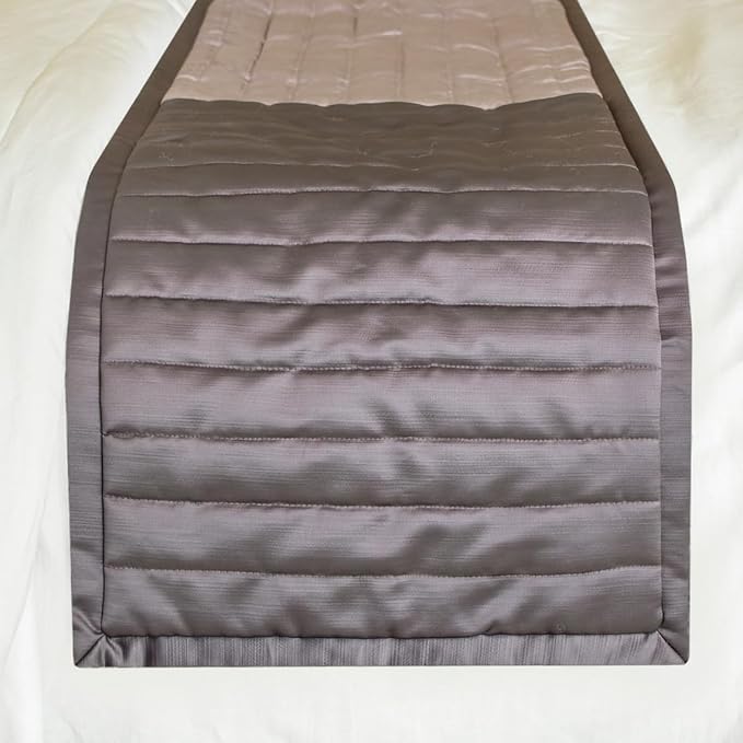 The HomeCentric King/Queen/Twin Purple Luxury CA King 86"x18" Bed Runner Without Pillow Cover, Patchwork, Quilted, Striped Bed Scarf on Satin Fabric - Plum Radiance