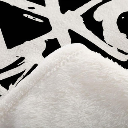 Mugod Black White Pattern Throw Blanket Graffiti Seamless Pattern with Abstract Tags Letters Decorative Soft Warm Cozy Flannel Plush Throws Blankets for Baby Toddler Dog Cat 30 X 40 Inch
