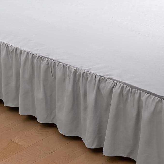 Bed Skirt King Size Ruffled Bed Skirts with Split Corners, 12 Inch Drop Dust Ruffle Bed Skirt with Platform,Light Gray