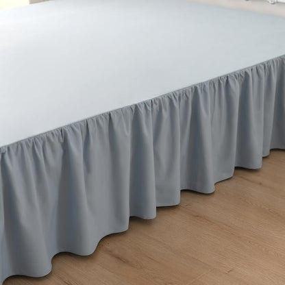 TSUTOMI Bed Skirt Twin Size Ruffled Bed Skirt with Split Corners, 14 Inch Drop Dust Ruffle Bed Skirts with Platform, Gathered Style, 100% Microfiber, Grayish Blue