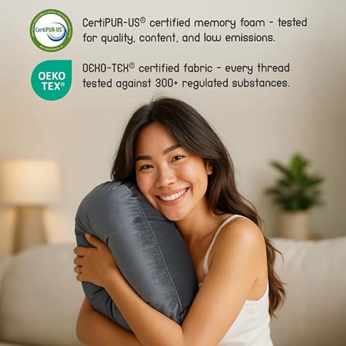 MELLO Lap Pillow for Reading – Memory Foam Gaming Pillow for Lap, Crochet, Crafting, Knitting, Elbow and Arm Support Cushion for Rest in Couch and Bed (Dark Gray, Standard)
