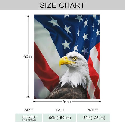 US Flag & Eagle Throw Blanket for Couch, Super Soft Fuzzy Throws Warm Comfortable Plush Fleece Blanket, Fashion Decorative Flannel Fleece Blanket for All Season(50 x 60 in, US Flag & Eagle)
