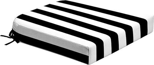 Arden Foam Outdoor Round Back Seat Cushion, 20 x 19, Made with ProFoam, Rain-Proof, Fade Resistant, Black Cabana Stripe
