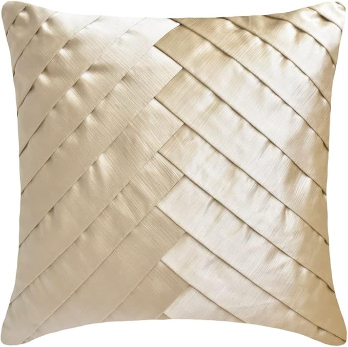The HomeCentric King/Queen/Twin Ivory Designer Full 68"x18" Bed Runner with Pillow Cover, Pintucks, Textured & Satin Bed Scarf on Satin Fabric - Glazed Satin