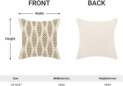 BETGINY Tan Khaki Boho Pillow Covers 18 x 18 Inch Pack of 2, Bohemian Ethnic Herringbone Pattern Decorative Throw Pillow Covers Linen Modern Geometry Farmhouse Outdoor Pillowcase for Sofa Couch Decor