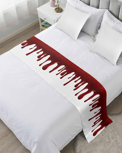 Halloween Blood Pattern Bed Runners for Bedroom Hotel,Decorative Bedding Scarf Horror Dark Red Fluid Style Bed End Blanket Bedding Runner Scarves for Twin Size Bed,71x20in