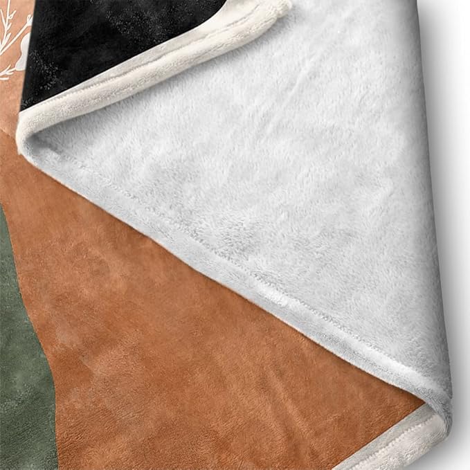 Boho Orange Mid Century Blankets Abstract Modern Throw Blanket Minimalist Sun Aesthetic Soft Warm Bed Bedding Women Blankets for Couch Bedroom Sofa Office Cozy Flannel Blankets 60"X80"