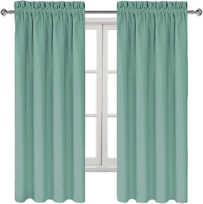DWCN Blackout Curtains for Living Room Thermal Insulated, Energy Saving & Noise Reducing Bedroom Curtains, Sage Green, W 38x L 63 Inch, Set of 2 Rod Pocket Curtain Panels