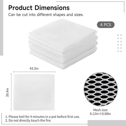 4 Pcs Rice Net, Sushi Rice Cooking Net, 43.3"×39.4" Fine Mesh Rice Cooker Napkins, Reusable Tetoron Rice Nets