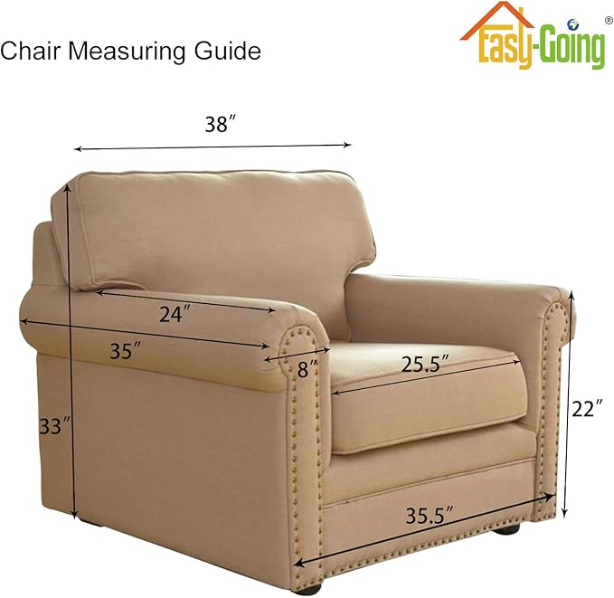 Easy-Going Stretch Chair Sofa Slipcover 1-Piece Couch Sofa Cover Furniture Protector Soft with Elastic Bottom for Kids, Pet. Spandex Jacquard Fabric Small Checks (Chair, Orange)