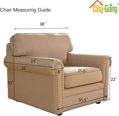 Easy-Going Stretch Chair Sofa Slipcover 1-Piece Couch Sofa Cover Furniture Protector Soft with Elastic Bottom for Kids, Pet. Spandex Jacquard Fabric Small Checks (Chair, Brown)