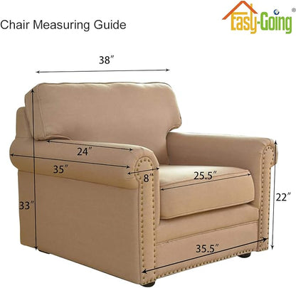 Easy-Going Stretch Chair Sofa Slipcover 1-Piece Couch Sofa Cover Furniture Protector Soft with Elastic Bottom for Kids, Pet. Spandex Jacquard Fabric Small Checks (Chair, Natural)