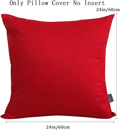 Thmyo 4-Pack 100% Cotton Comfortable Solid Decorative Throw Pillow Case Square Cushion Cover Pillowcase Sublimation Blank Pillow Covers DIY Throw Pillowcase for Sofa Christmas(24x24 inch/ 60x60cm,Red)