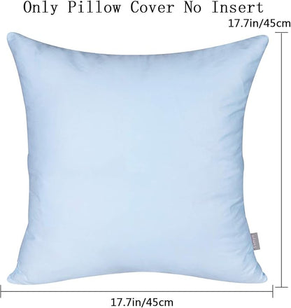 Thmyo 4-Pack 100% Cotton Comfortable Solid Decorative Throw Pillow Case, Square Cushion Cover Pillowcase Sublimation Blank Pillow Covers DIY Throw Pillowcase for Sofa(18x18 inch/ 45x45cm,Light Blue)