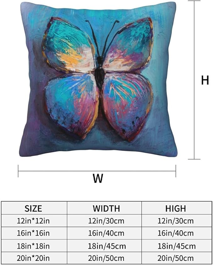 bassyil Blue Butterfly Throw Pillow Covers Decorative Linen Pillow Cases Set of 2 Square Cushion Cover for Couch Sofa Bedroom Patio 18x18 Inch