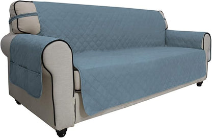 Easy-Going Sofa Slipcover Waterproof Couch Cover for 3 Cushion Couch Sofa Cover Furniture Protector Cover Pets Covers Washable Non-Slip Fabric Pets Kids Children Dog Cat (Sofa, Light Blue)