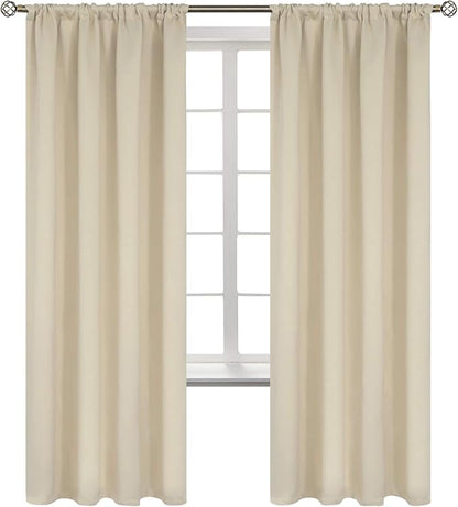 BGment Beige Room Darkening Curtains 72 Inches Long - Rod Pocket Thermal Insulated Blackout Window Drapes for Living Room Bedroom, 42 x 72 Inch, 2 Panels