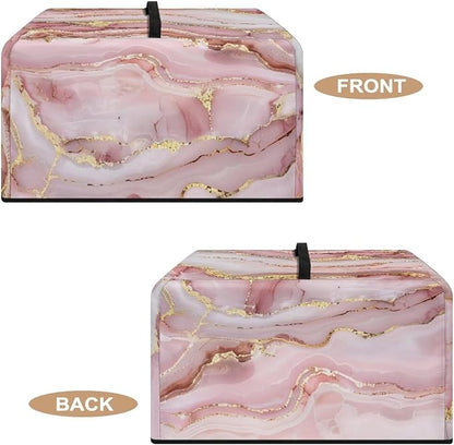 Microwave Oven Cover, Marble Dust Oil Proof Polyester Waterproof Fabric Cloth Machine Protector Decorative Kitchen Appliance Cover Washable Microwave Dust Covers, Pink