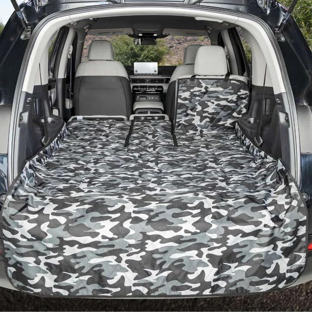 4Knines Split Cargo Liner for SUV – for Dogs & Pets, Heavy-Duty, Waterproof Trunk Mat & Cargo Cover – Fits 60/40 Split Bench & Armrest Pass-Through – Machine Washable, Non-Slip, Durable (Small, Camo)