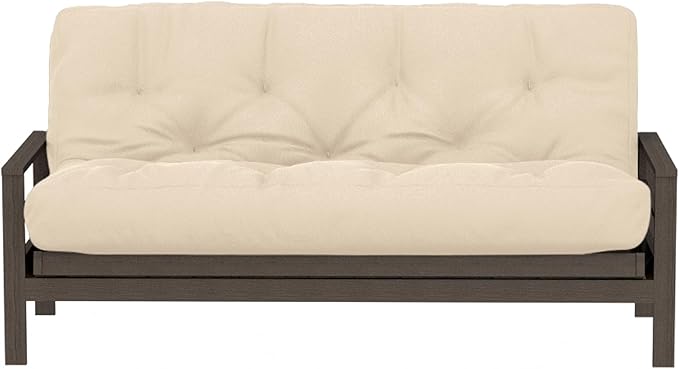 Royal Sleep Products by The Futon Factory 8 inch Foam Futon Mattress - Solid Ivory Fabric - Queen Size - CertiPUR Certified Foams - Made in USA - (Frame not Included)