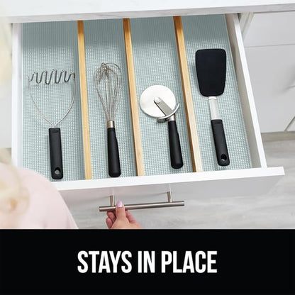 GORILLA GRIP powerGRIP Drawer Shelf and Cabinet Liner, Thick Strong Hold, Non-Adhesive Liners Protect Kitchen Cabinets and Cupboard, Bathroom Drawers, Easy Install, Breathable Mat, 17.5" x20' Spa Blue
