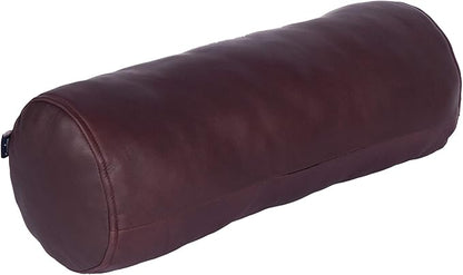Neck Roll Pillow Cushion Cover, 20x7 Inch Full Moon Round Bolster Pillow Case, Cylinder Soft Lambskin Leather Pillowcase for Head, Spine & Neck Support During Sleep - Dark Maroon Pack of 2
