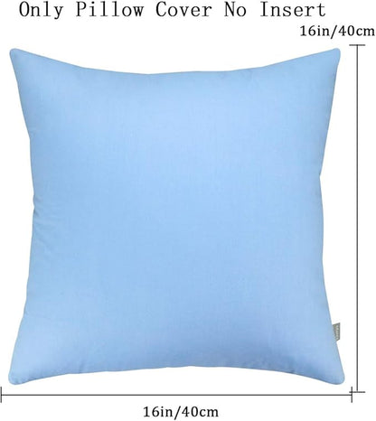 Thmyo 4-Pack 100% Cotton Comfortable Solid Decorative Throw Pillow Case, Square Cushion Cover Pillowcase Sublimation Blank Pillow Covers DIY Throw Pillowcase for Sofa(16x16 inch/ 40x40cm,Sky Blue)
