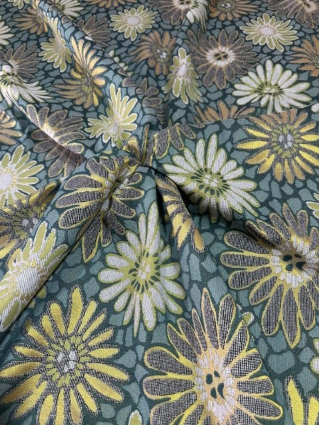 OctoRose 3 Side Zipper Upholstery Thick Linen Tweed Futon Cover Slipcover Sofa DayBed Mattress Cover (Cover ONLY) (Chenille-Daisies-Green, Full)