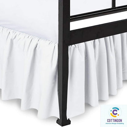 Ruffled Bed Skirt with Split Corners-Dust Ruffle - 21" Drop 100% Microfiber Soft,Sheen & Luxurious Look - Bed Skirts (White -Queen)