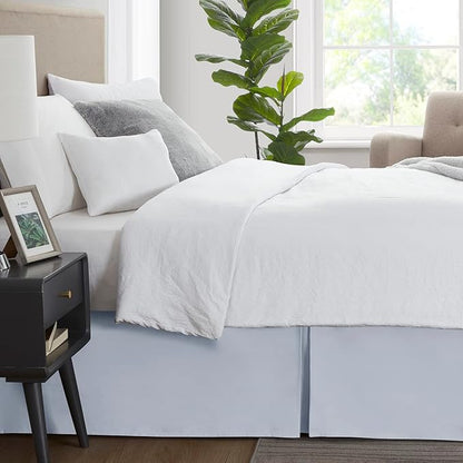 Nestl Ice Blue Full Bed Skirt - Full Size Bed Skirt 14 Inch Drop - Brushed Microfiber Bed Skirts - Hotel Quality Pleated Bed Skirt - Shrinkage & Fade Resistant