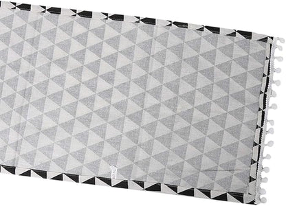 AKOAK 1 Pack 30cm x 90cm/11.81" x 35.43" Household Kitchen Microwave Dust Cover Cotton Linen Oven Cover with Storage Bag Home Decoration Accessories (Black Triangle)