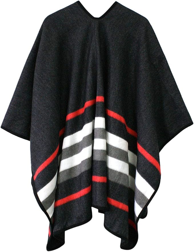 Women's Vintage Pattern Open Front Poncho Cape Shawl Winter Shawl Wraps