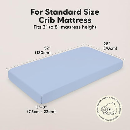 KeaBabies 2-Pack Baby Crib Sheets for Boys, Girls - 52x28 Viscose Derived from Bamboo Toddler Bed Sheets Neutral, Fitted Crib Mattress Cover for Standard Baby Bedding, Soft & Cozy (Blue Flax)