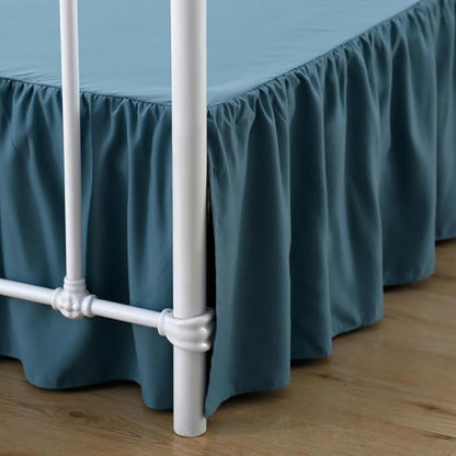 Bed Skirt Full Size Ruffled Bed Skirts with Split Corners, 18 Inch Drop Dust Ruffle Bed Skirt with Platform, Teal Blue, Full - 18" Drop