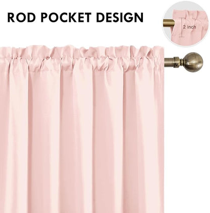 DWCN Blackout Curtains for Living Room Thermal Insulated, Energy Saving & Noise Reducing Bedroom Curtains, Blush Pink, W 70x L 84 Inch, Set of 2 Rod Pocket Curtain Panels