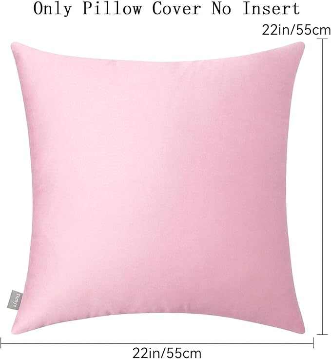 4-Pack 100% Cotton Comfortable Solid Decorative Throw Pillow Case,Thmyo Square Cushion Cover Pillowcase Sublimation Blank Pillow Covers DIY Throw Pillowcase for Sofa Bedroom(22x22 inch/ 55x55cm, Pink)