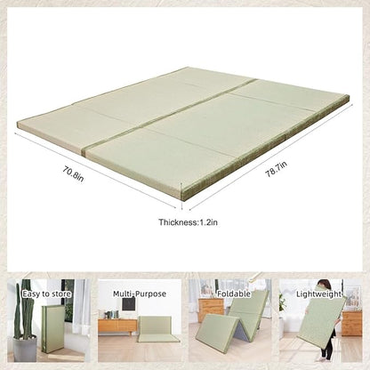 MustMat Tatami Mats Japanese Futon Mattress Portable Folding Mattress Japanese Floor Bed Rush Grass 35.4"x78.7"x1.2" (2 Piece Set)