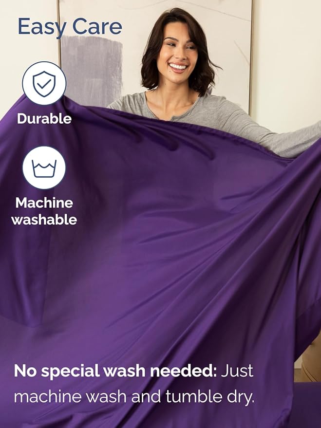 Extra Deep Pocket Twin XL Sheets - 3 Piece Breathable & Cooling Bed Sheets - Hotel Luxury Bed Sheet Set - Soft, Wrinkle Free & Comfy - Easily Fits Extra Deep Mattresses - Deep Pocket Purple Sheets Set